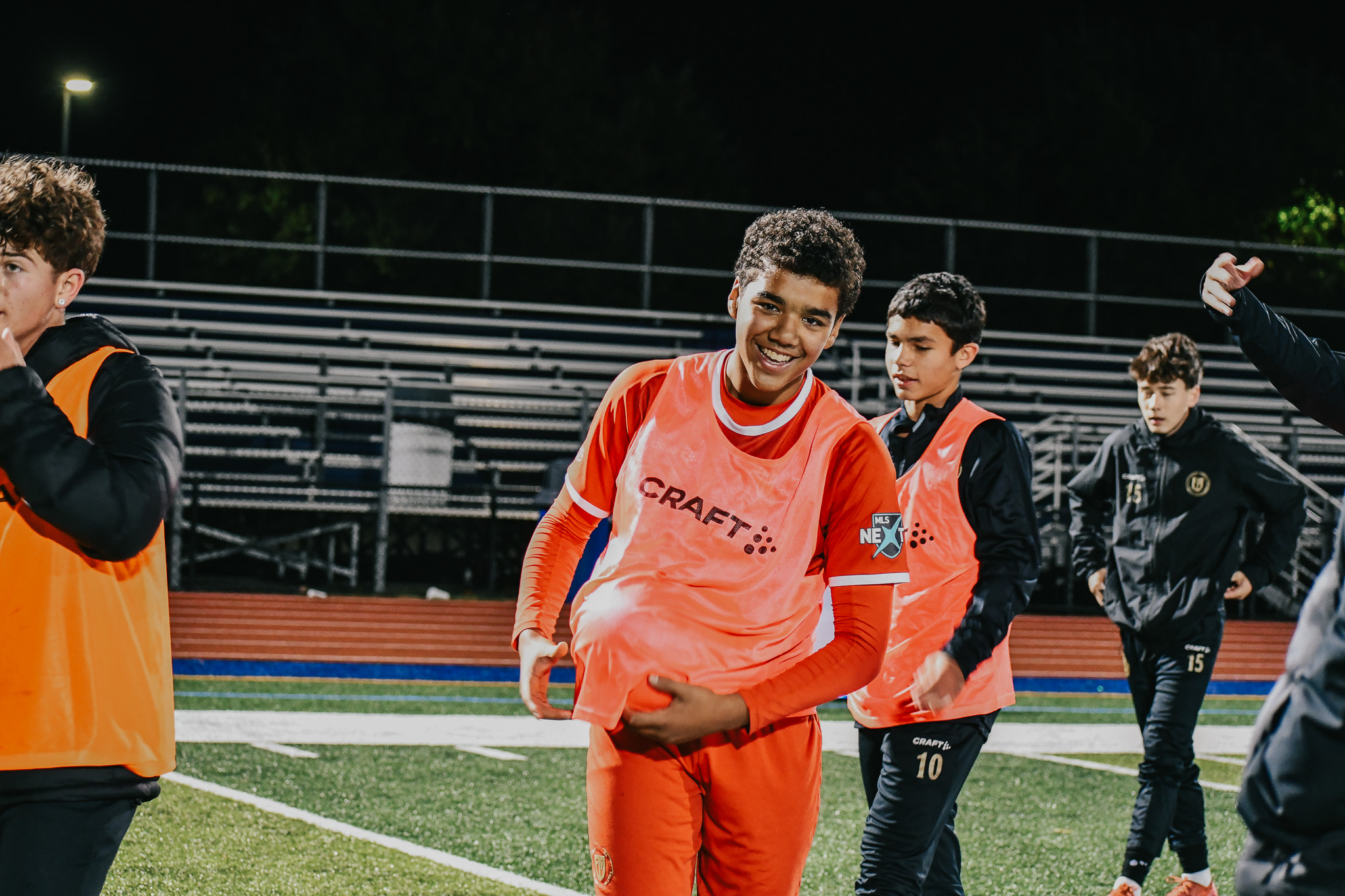 Players laughing at training