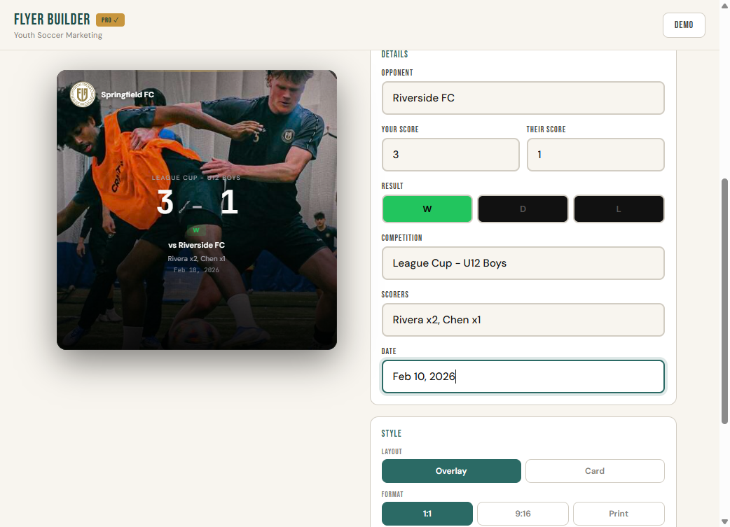 Give and Go graphic builder