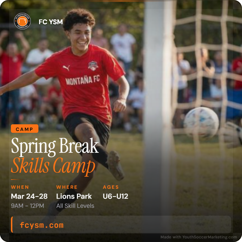 Youth soccer camp flyer template created with Give and Go